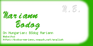 mariann bodog business card